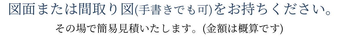 図面または間取り図(手書きでも可)をお持ちください。